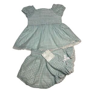 Gingham Bloomer Set with bonnet, 12Months